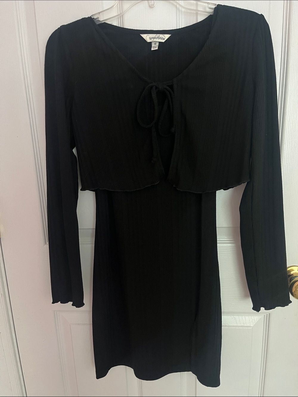 Black Mini Dress with Tie Front Cardigan